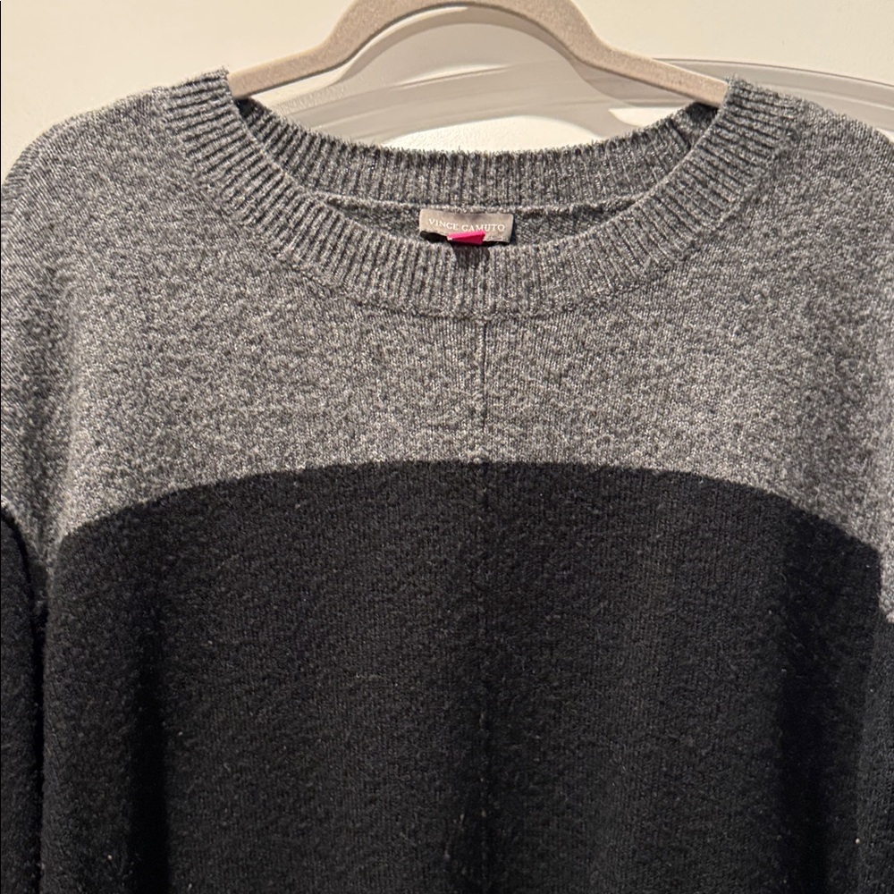 Extended Shoulder Colorblock Sweater by Vince Camuto 1X in  black and grey - Picture 2 of 5